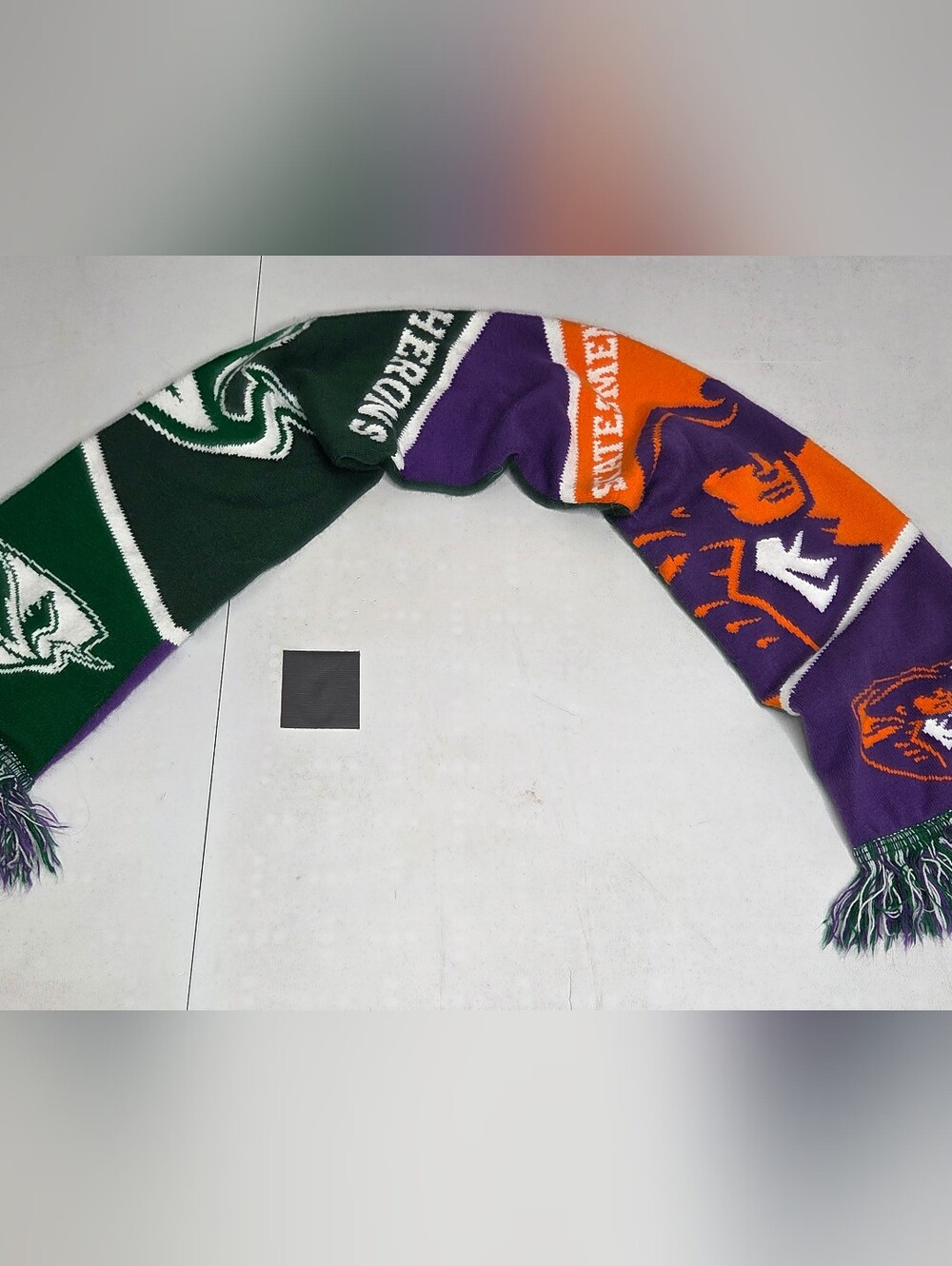 Vintage Hobart William Smith Colleges Knit Soccer Scarf Herons Statesmen Green